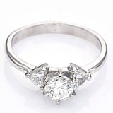 Estate Platinum 0.56 Ct Diamond Three-Stone Band Ring 4.6 Grams Size 6.25 F/G VS-1