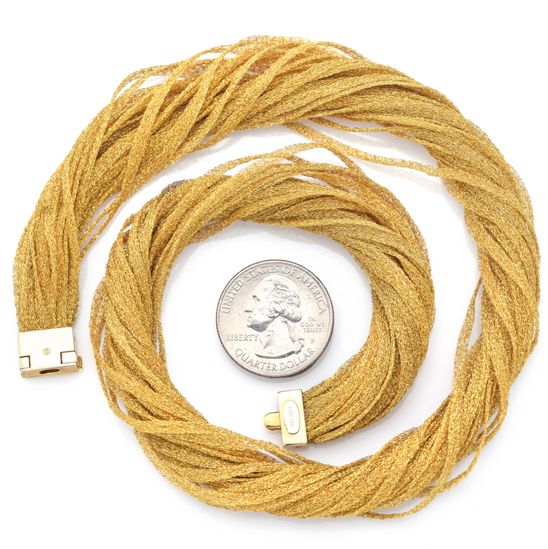 H.W. BURDICK CO. 14K Yellow Gold Italy Woven Mesh Torsade Necklace 17.25 Inches