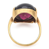 Antique 9K Yellow Gold 11.68 Ct Garnet Pear Cabochon Cocktail Ring + Box