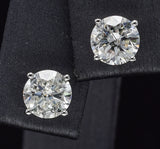 14K White Gold 2.38 TCW Sparkly Brilliant Natural Diamond Stud Earrings 6.7 mm