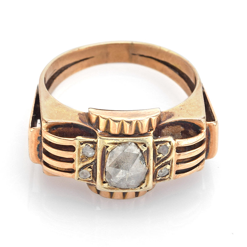 Antique 19th Century 14K Yellow Gold 0.69 TCW Rose Cut Diamond Band Ring