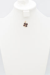 Vintage 14K Yellow Gold Garnet Clover Pendant