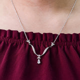 Vintage 14K White Gold Diamond Swirl Necklace