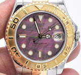 Rolex Yacht-Master 18K Yellow Gold Stainless Steel Watch With Black Mother Of Pearl Dial