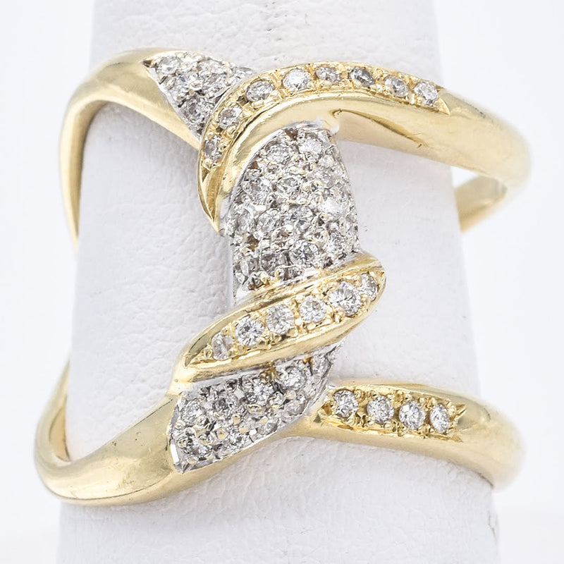 Estate 14K Yellow Gold Pave Love Knot Diamond Ring G/H SI-1