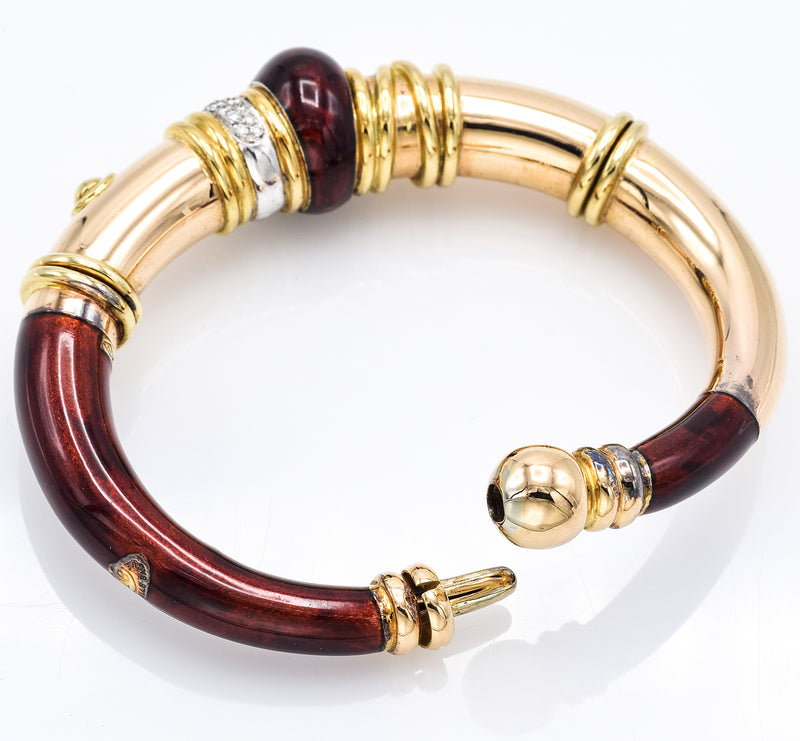 La Nouvelle Bague 18K Yellow Gold & Sterling Silver Red Enamel Diamond Bracelet