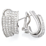 Estate 18K White Gold 1.06 TCW Pave Diamond Omega Back Earrings