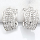 Estate 18K White Gold 1.06 TCW Pave Diamond Omega Back Earrings