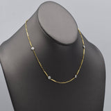 Vintage 14K Yellow Gold Diamond Station Necklace