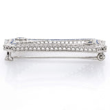 Antique 14K White Gold Sapphire Art Deco Etched Filigree Brooch Pin