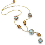 Vintage Italian 14K Yellow Gold Murano Glass Bead Chain Necklace