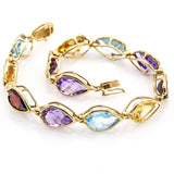 Estate 14K Yellow Gold Pear Multi-Stone Hinged Link Bracelet