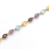 Estate 14K Yellow Gold Pear Multi-Stone Hinged Link Bracelet