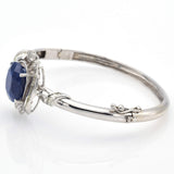 Estate 14K White Gold Sapphire & Diamond Bangle Bracelet