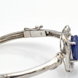 Estate 14K White Gold Sapphire & Diamond Bangle Bracelet