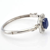 Estate 14K White Gold Sapphire & Diamond Bangle Bracelet