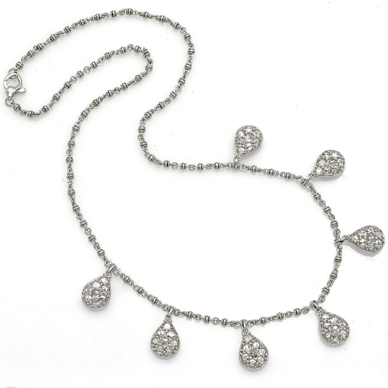 Vintage 14K White Gold Diamond Necklace IJ SI-1/2