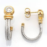 Vintage 14K White & Yellow Gold Diamond Cable Earrings