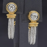 Vintage 14K White & Yellow Gold Diamond Cable Earrings