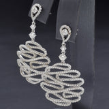 Vintage 18K White Gold Diamond Art Deco Pave Filigree Dangle Earrings