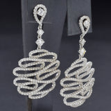 Vintage 18K White Gold Diamond Art Deco Pave Filigree Dangle Earrings