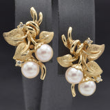 Vintage 14K Yellow Gold Sea Pearl & Diamond Screw Back Earrings 6.6 Grams I SI-1