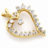 Vintage 14K Yellow Gold 1.02 TCW Diamond Open Heart Slider Pendant