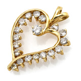 Vintage 14K Yellow Gold 1.02 TCW Diamond Open Heart Slider Pendant