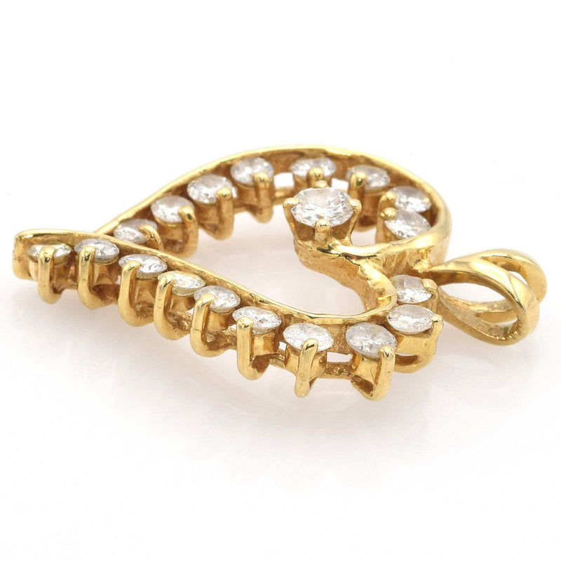Vintage 14K Yellow Gold 1.02 TCW Diamond Open Heart Slider Pendant