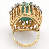 Vintage 14K Yellow Gold Green Turquoise & 0.72 TCW Diamond Filigree Cocktail Ring