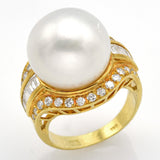 Vintage 18K Yellow Gold Sea Pearl & Diamond Cocktail Ring