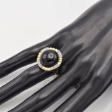 Vintage 14K Yellow Gold Black Onyx & Diamond Cocktail Ring
