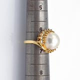 Vintage 14K Yellow Gold Mabe Pearl & Diamond Cocktail Ring