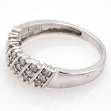 Vintage 14K White Gold Diamond Diagonal Three-Row Band Ring