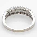Vintage 14K White Gold Diamond Diagonal Three-Row Band Ring