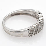 Vintage 14K White Gold Diamond Diagonal Three-Row Band Ring