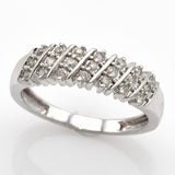 Vintage 14K White Gold Diamond Diagonal Three-Row Band Ring