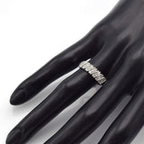 Vintage 14K White Gold Diamond Diagonal Three-Row Band Ring