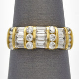 Vintage 14K Yellow Gold Diamond Three-Row Band Ring