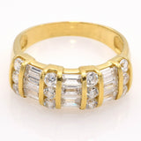 Vintage 14K Yellow Gold Diamond Three-Row Band Ring