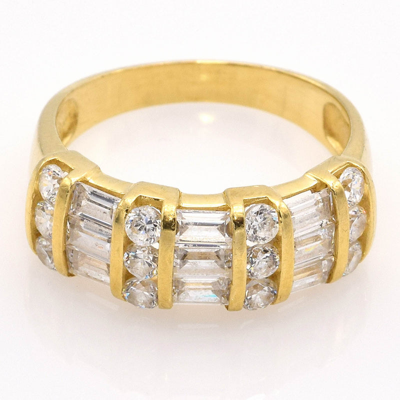 Vintage 14K Yellow Gold Diamond Three-Row Band Ring