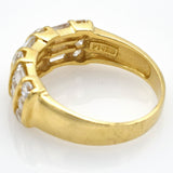 Vintage 14K Yellow Gold Diamond Three-Row Band Ring