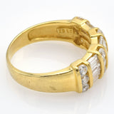 Vintage 14K Yellow Gold Diamond Three-Row Band Ring