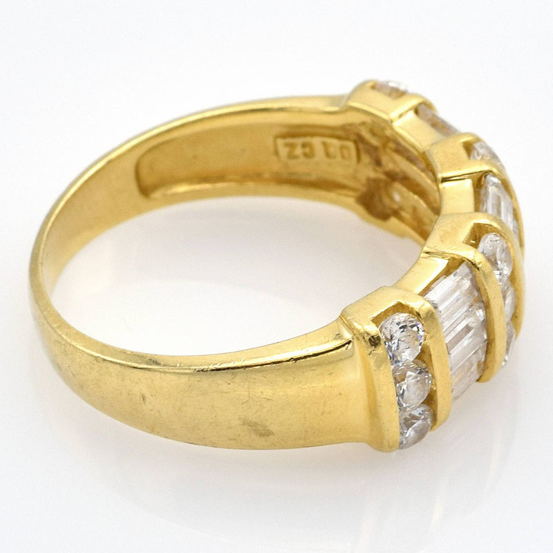Vintage 14K Yellow Gold Diamond Three-Row Band Ring
