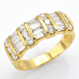 Vintage 14K Yellow Gold Diamond Three-Row Band Ring