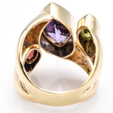 Estate 14K Yellow Gold Multi-Stone & Diamond Cocktail Ring