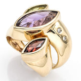 Estate 14K Yellow Gold Multi-Stone & Diamond Cocktail Ring