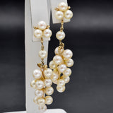 Vintage 14K Yellow Gold Sea Pearl Cluster Dangle Earrings