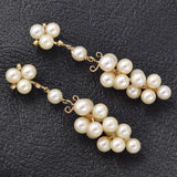 Vintage 14K Yellow Gold Sea Pearl Cluster Dangle Earrings