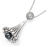 Vintage 14K White Gold South Sea Pearl & Diamond Necklace